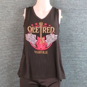 Ole Red Nashville Bling Winged Guitar Lace Back Tank